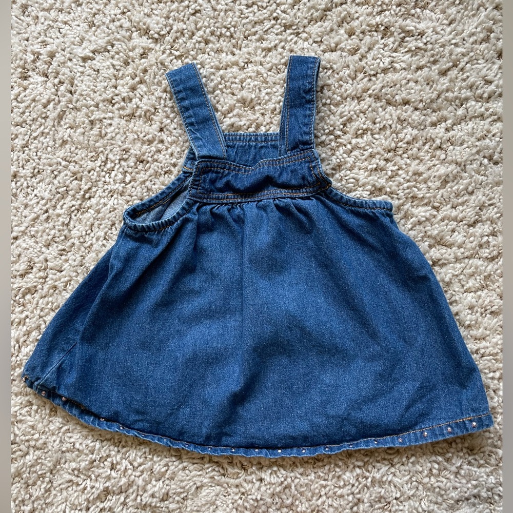 Baby Korral Baby Girl Large Denim Jumper Dress With Embroidered Horses - Picture 4 of 6